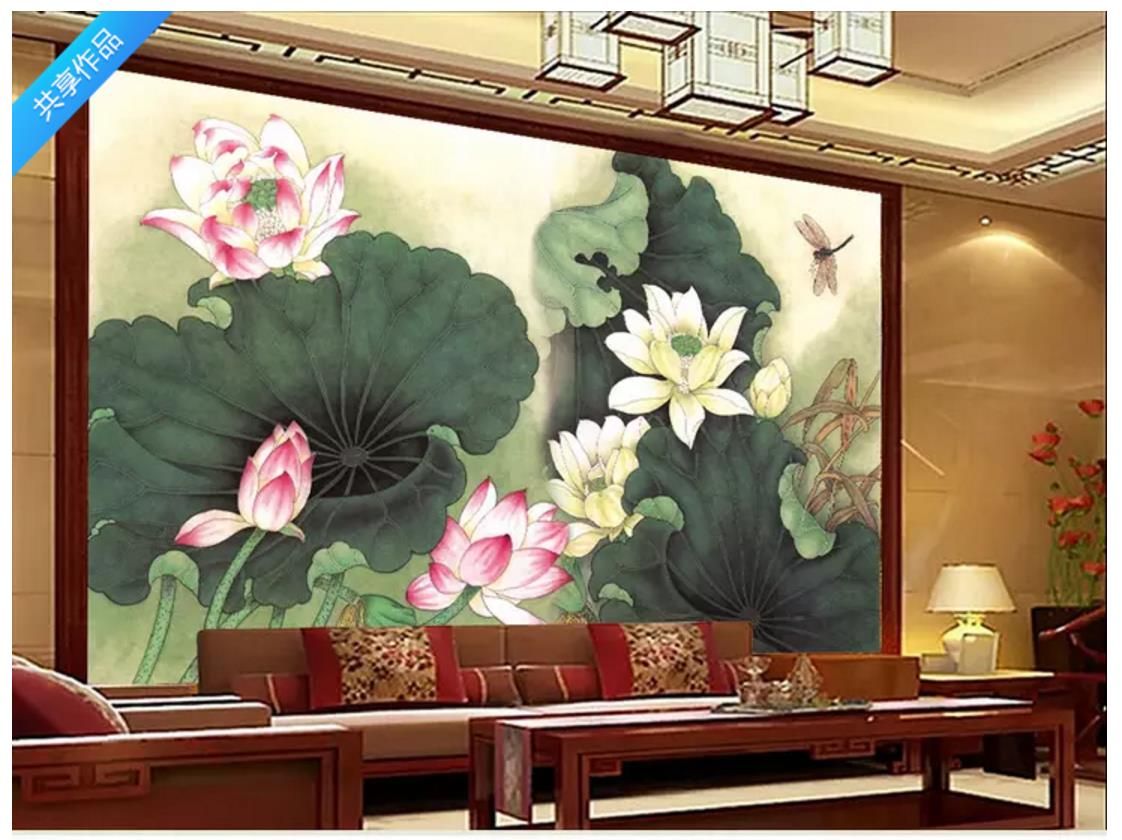 Custom 3d wall murals wallpaper 3d photo wallpaper murals Lotus pond lotus  wall ink painting painting