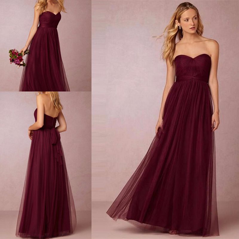 plus size wine red bridesmaid dresses