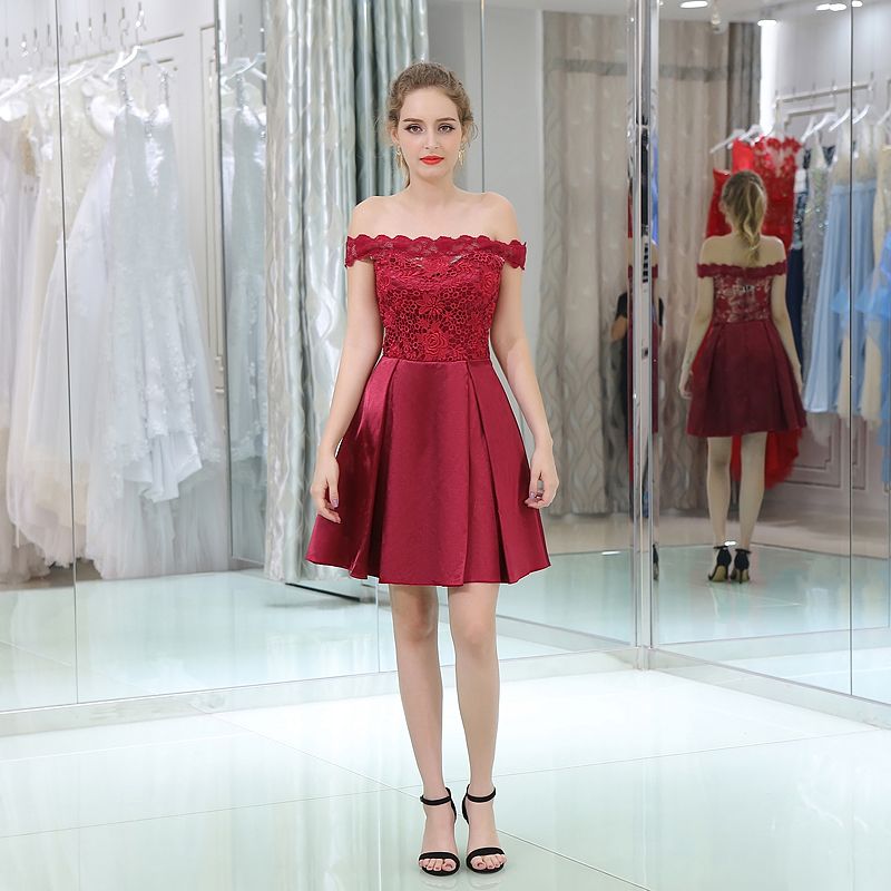 wine red cocktail dress