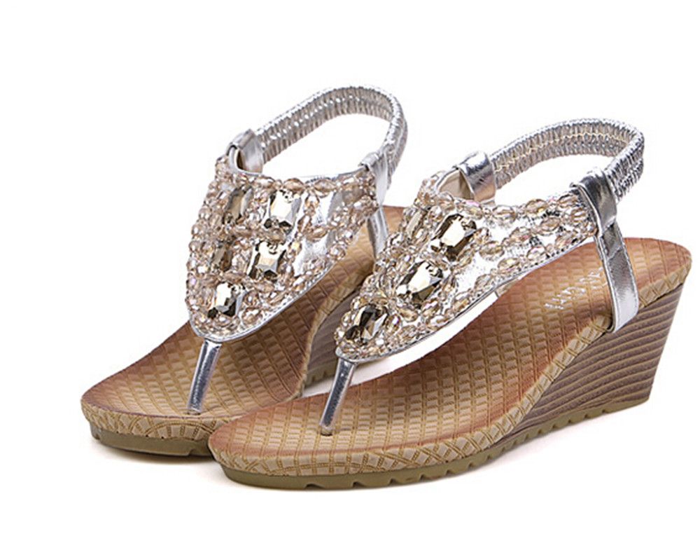 diamond studded flat sandals