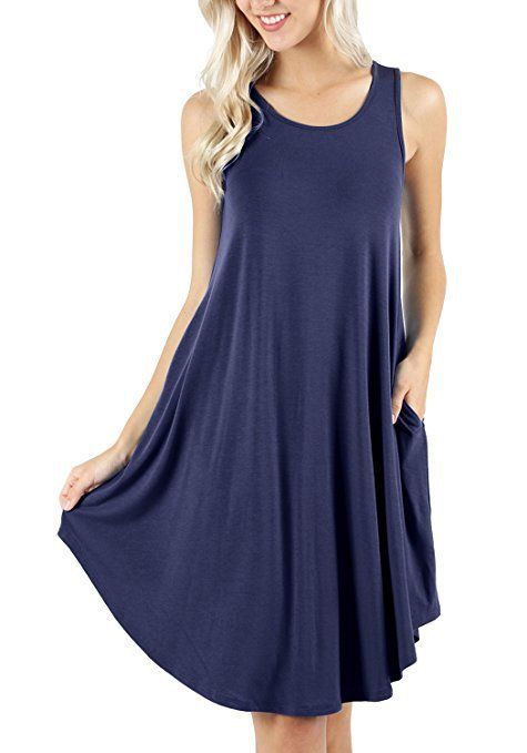 Hot Sale Womens Fashion Sleeveless Pocket Casual Tank Plus Size Solid ...