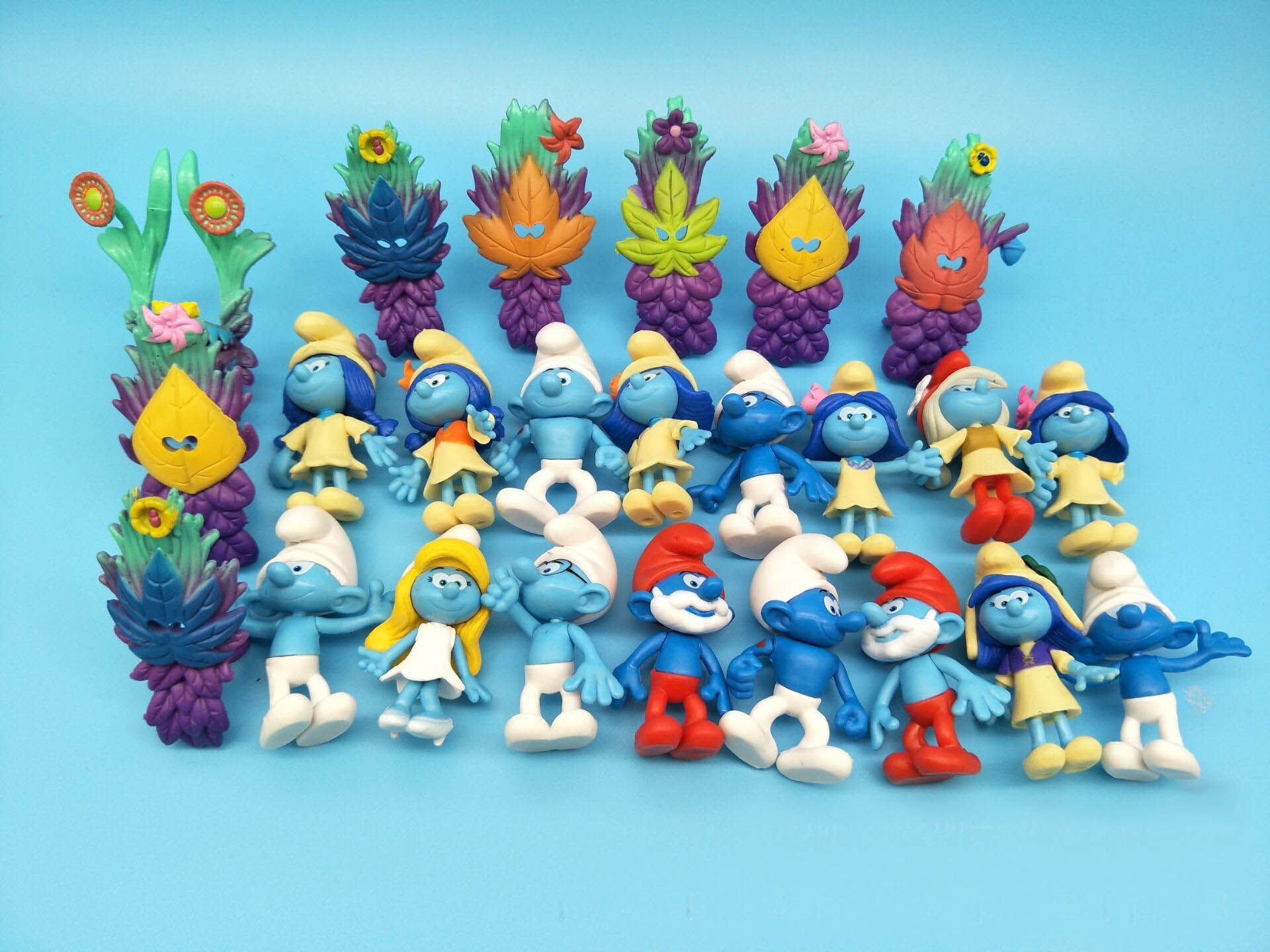 24 Pcs The Smurfs Lost Village Papa Actionfigur Modell Spielzeug Kuchen Topper 