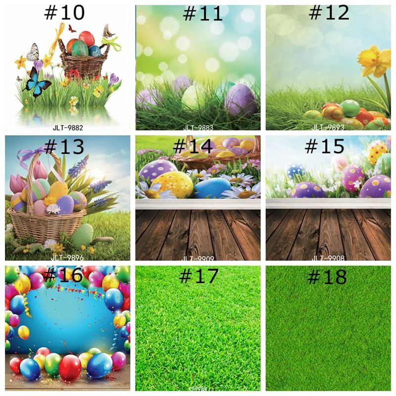 Happy Easter Photography Backdrops Natural Grass Green Flowers Photo Studio  Background for Children Spring Backdrop Home