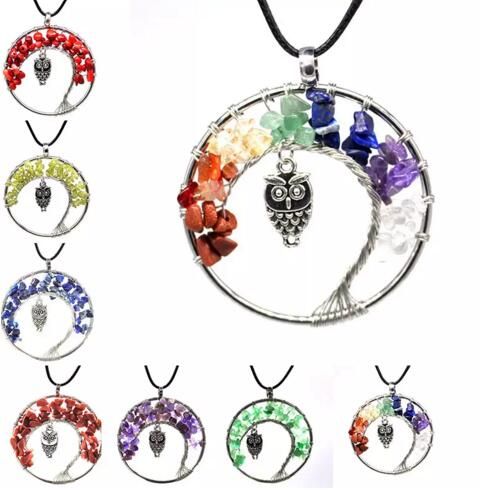 CIONDOLO PER COLLANA ALBERO DELLA VITA PENDENTE CON 7 PIETRE CHAKRA PENDENTE