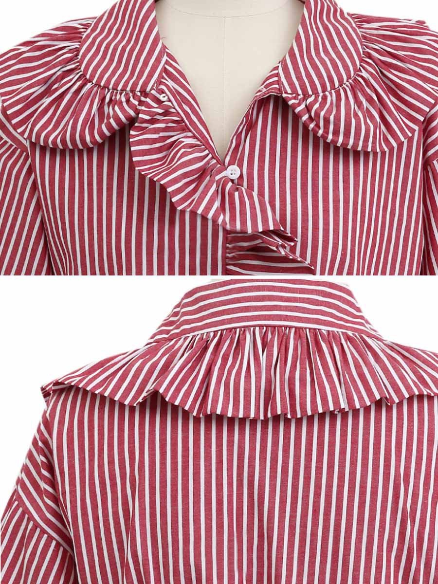 Compra LXMSTH Señoras Elegantes Blusas Rayas Rojas Dulce Blusa De La  Colmena De Manga Larga Slim Womans Lantern Camisa De Manga Casual Top  Barato | Entrega Rápida Y Calidad | Es.Dhgate