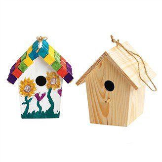 Acheter Peinture Bois Fini Oiseau Maison Cage à Oiseaux Jardin Décoration Printemps Produits De Décoration Ornement 6x6x9 Cm De 2021 Du Bananain