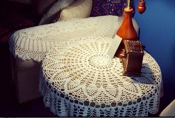 Vintage Crochet Round Table Cover Lace Doilies Tablecloth For