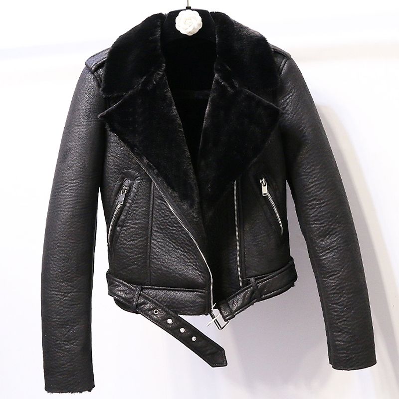 2018 Winter Women Fur Jackets And Coats Biker Outwear Fashion Faux Leather Shearling Trench C1699 D18110103 From