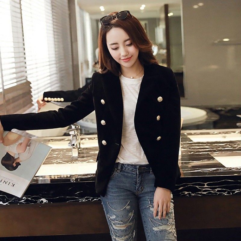 Rot L Huaheng Damen samt Blazer Slim Lang/ärmelig Ol Formell Arbeit Anzug Herbst Jacke