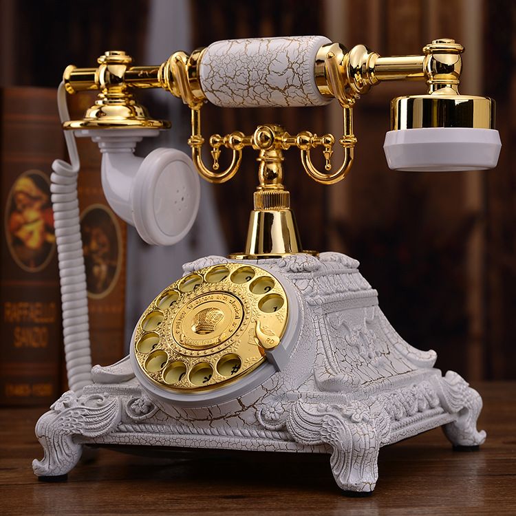SunXue Household Rotary Plate Creative Retro Home Landline Welcome ^ Telephone Antique Blue Screen Resin Push-Button Fixed-Line High-End Villa Color : Rotating The Disc 