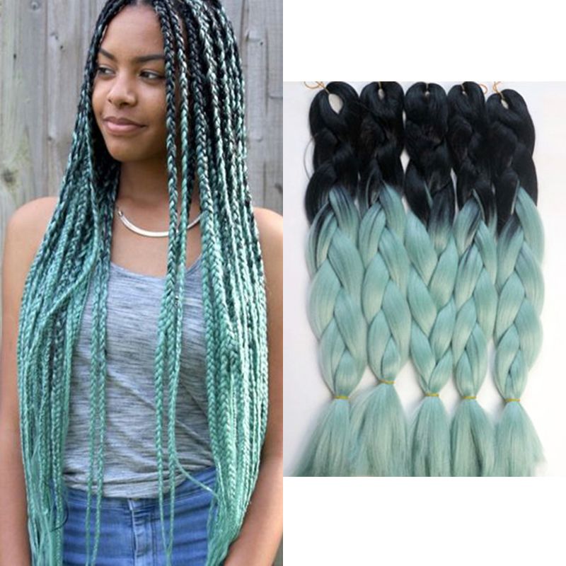 Kanekalon Jumbo Braiding Hair Folded 24inch 100grams Light Green