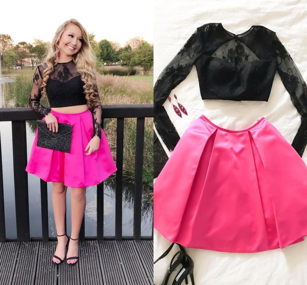 black and pink homecoming dresses