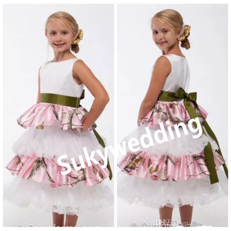pink camo flower girl dresses