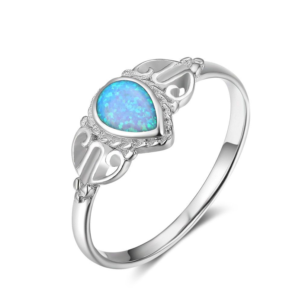 Fuego Blanco Opal Clásico 925 De Plata Pura Anillo De De S Fuego Blanco Opal Clásico 925 De Plata Pura Anillo De De S