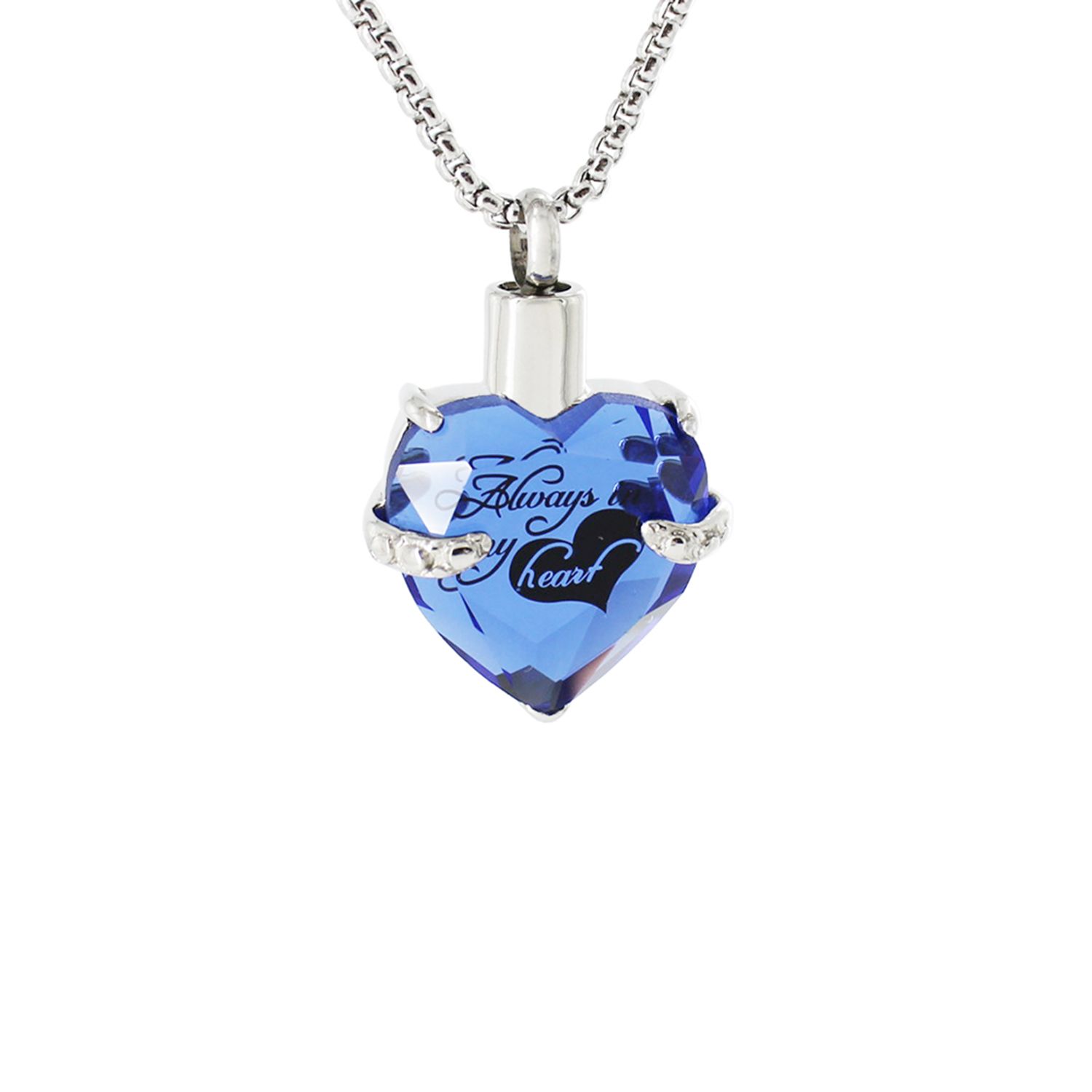 Crystal Heart Memorial bijoux en acier inoxydable Crémation Cendres Urne Pendentif