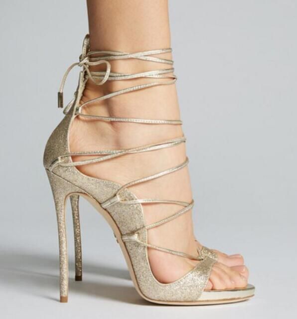 gold high heel gladiator sandals
