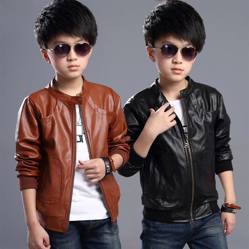 Acheter Vestes Adolescent Beau Printemps Bebe Garcon Vetements Mode A Manches Longues De Qualite Superieure Enfants Veste Noire En Cuir De 13 74 Du Smartgrass Fr Dhgate Com