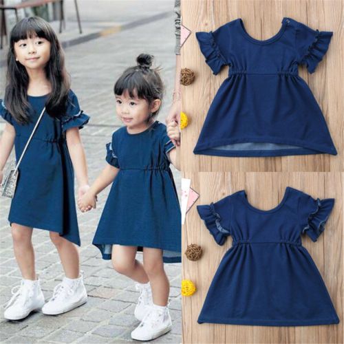 2020 2018 Newborn Kids Baby Girls Denim Dress Party Pageant Summer Short Sleeves Dresses Sundress Clothes Kid Clothing Girls Princess Dress 0 5y From Bonne Kid 4 09 Dhgate Com