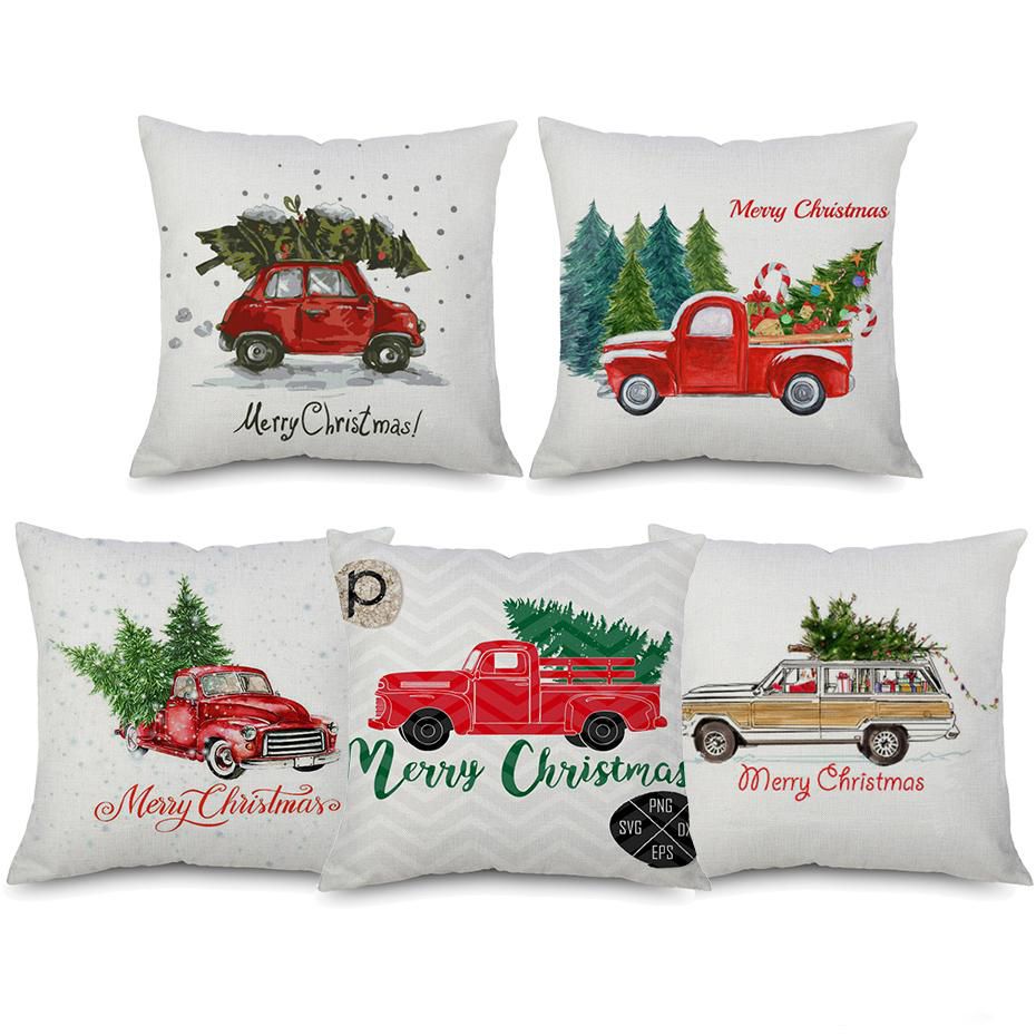 Gift Cover Cushion Home Case Linen Decorative Pillow Printing Vehicle Christmas Gift Cover Cushion Home Case Linen Decorative Pillow Printing Vehicle Christmas