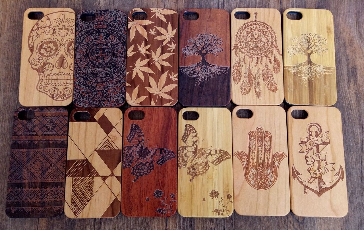 Laser Engraving Wood TPU Case For Iphone 8 7 6 6S Plus X 10 Mobile