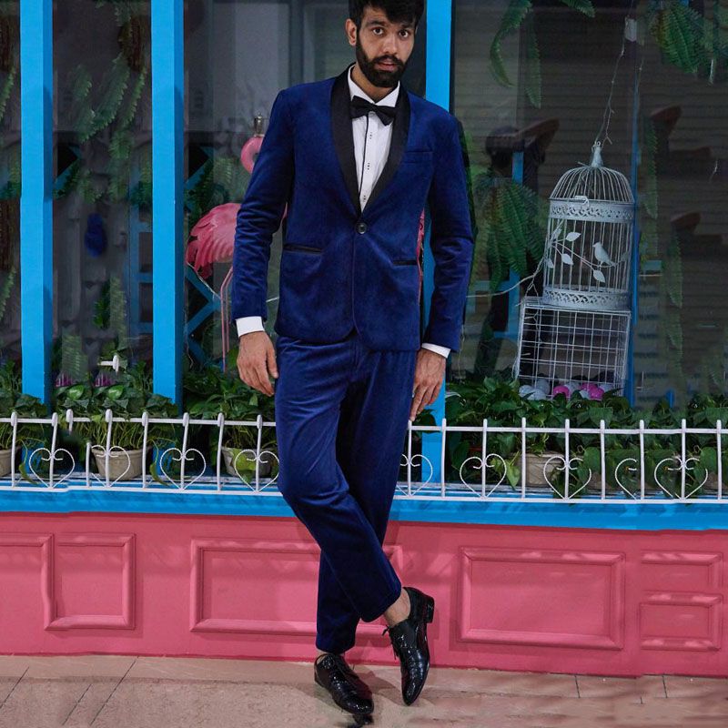 Acquistare Abiti Da Uomo In Velluto Blu / Grigio / Bordeaux Su Misura Abiti  Da Uomo Scialle Da Sposa Risvolto Abiti Da Smoking Abiti Da Uomo Giacca  Sportiva Da Uomo Giacca Da