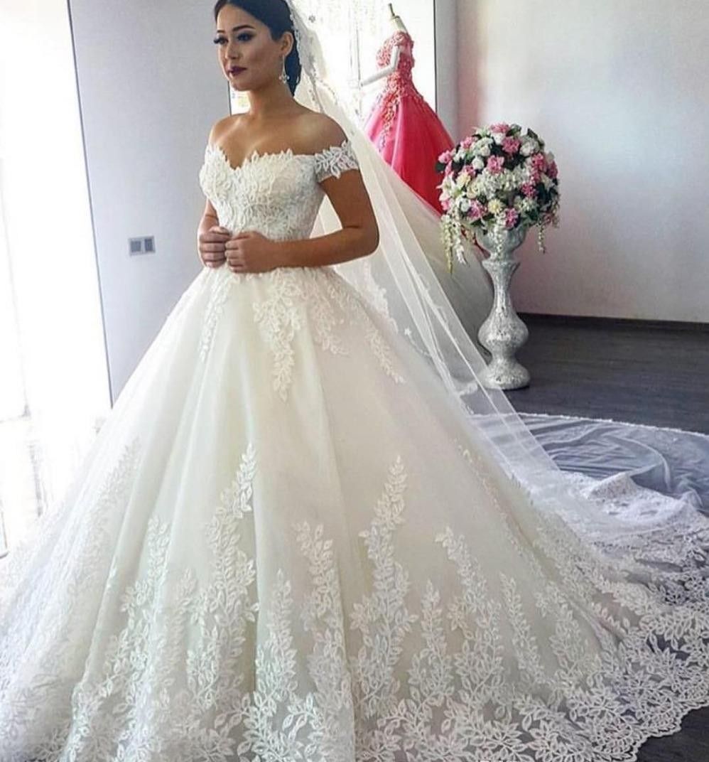 off shoulder wedding gown designs