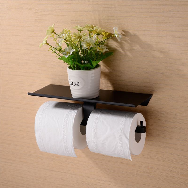 Interdesign Toilet Paper Holder With Shelf Wall Mount Bronze Walmart Com Walmart Com