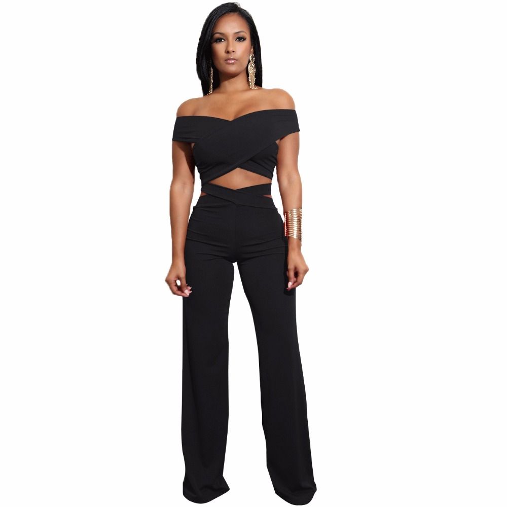 criss cross bandage jumpsuit