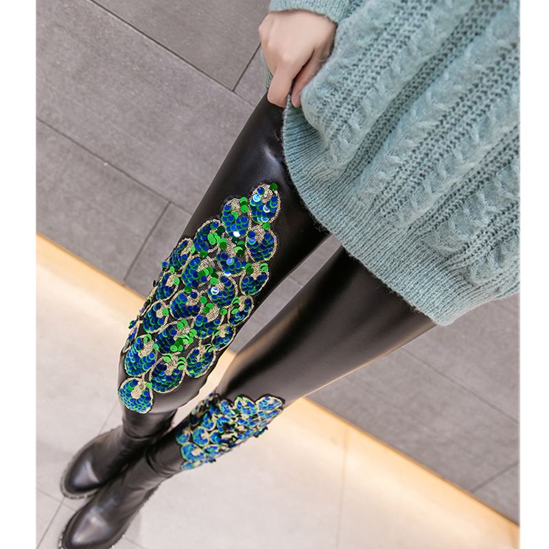 Grosshandel Plus Samt Leder Leggings Frauen Bestickt Blumen Pailletten Flut Punk Pu Leder Hohe Taille Hosen Hufte Slim Fitness Plus Grosse Leggings Von Xuanchen Trading 11 77 Auf De Dhgate Com Dhgate