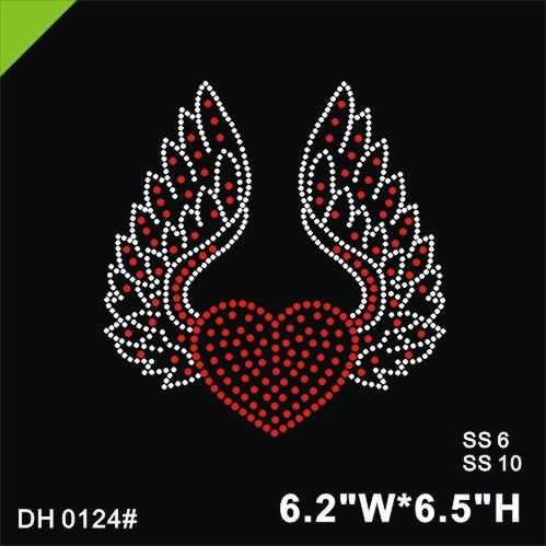FIX HEAT TRANSFER HEART RHINESTONE IRON ON APPLIQUE