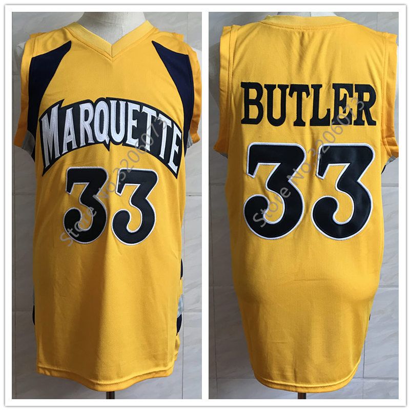 Retro Brand Men's Marquette Golden Eagles Jimmy Butler #33 Gold Replica  Basketball Jersey