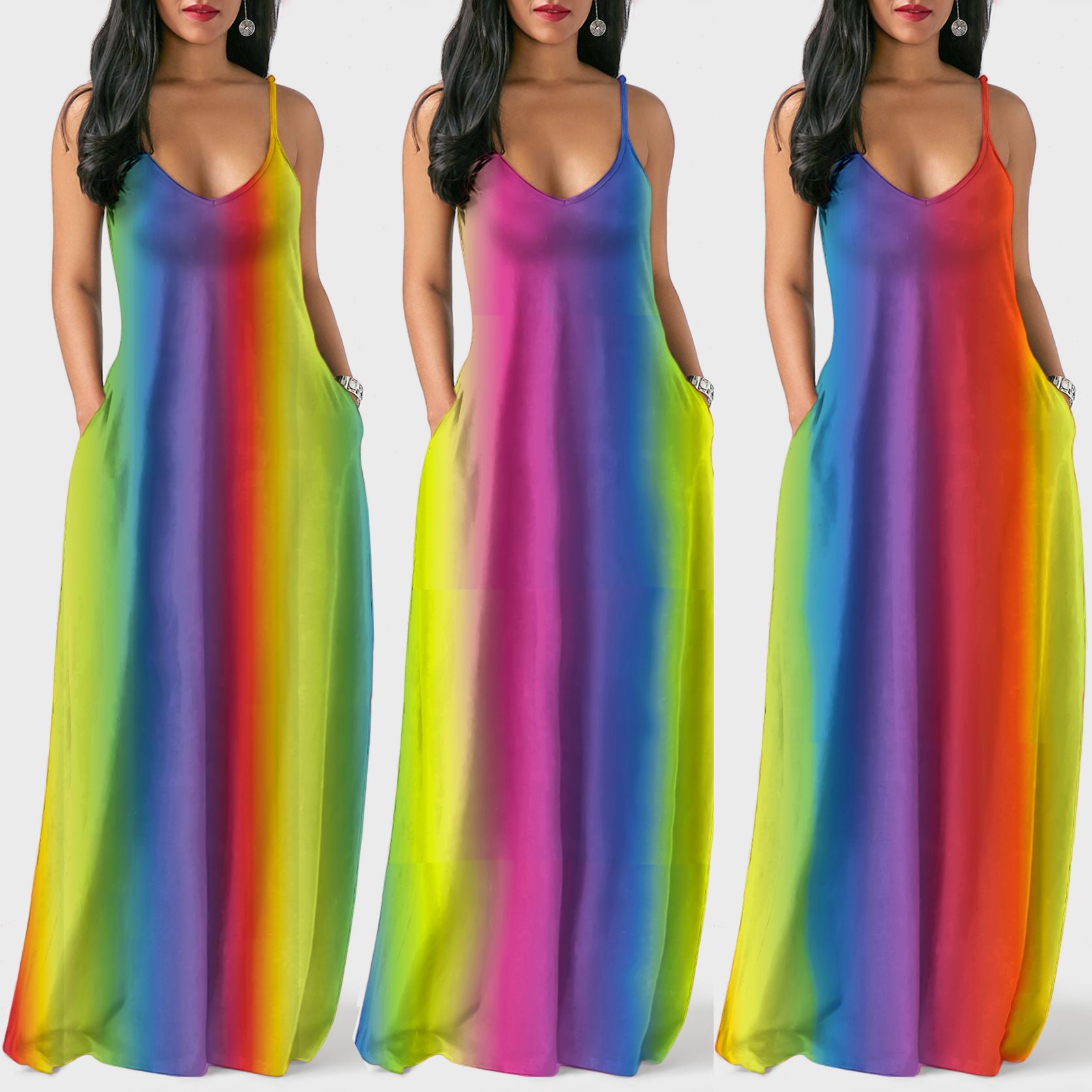 rainbow gate printed maxi dress