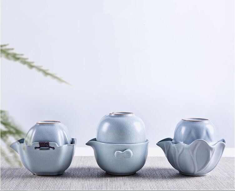 Chinese portable tea set pottery tea pot tea cups for travel ceramic pot of tea