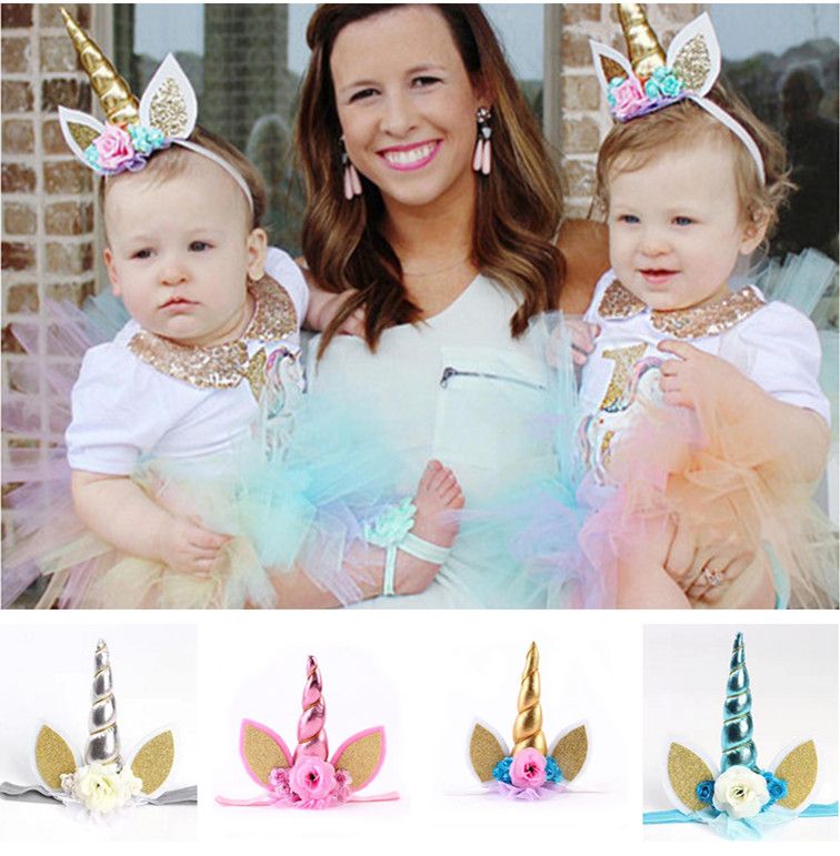 New Baby Hair Clips Glitter Shinny Unicorn Baby Girl Hair Band Girls Headband