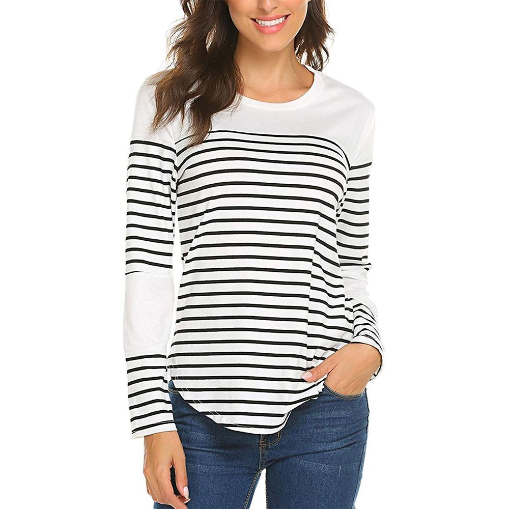 New Long Sleeve White T Shirts Striped Spring Autumn Winter Women ...
