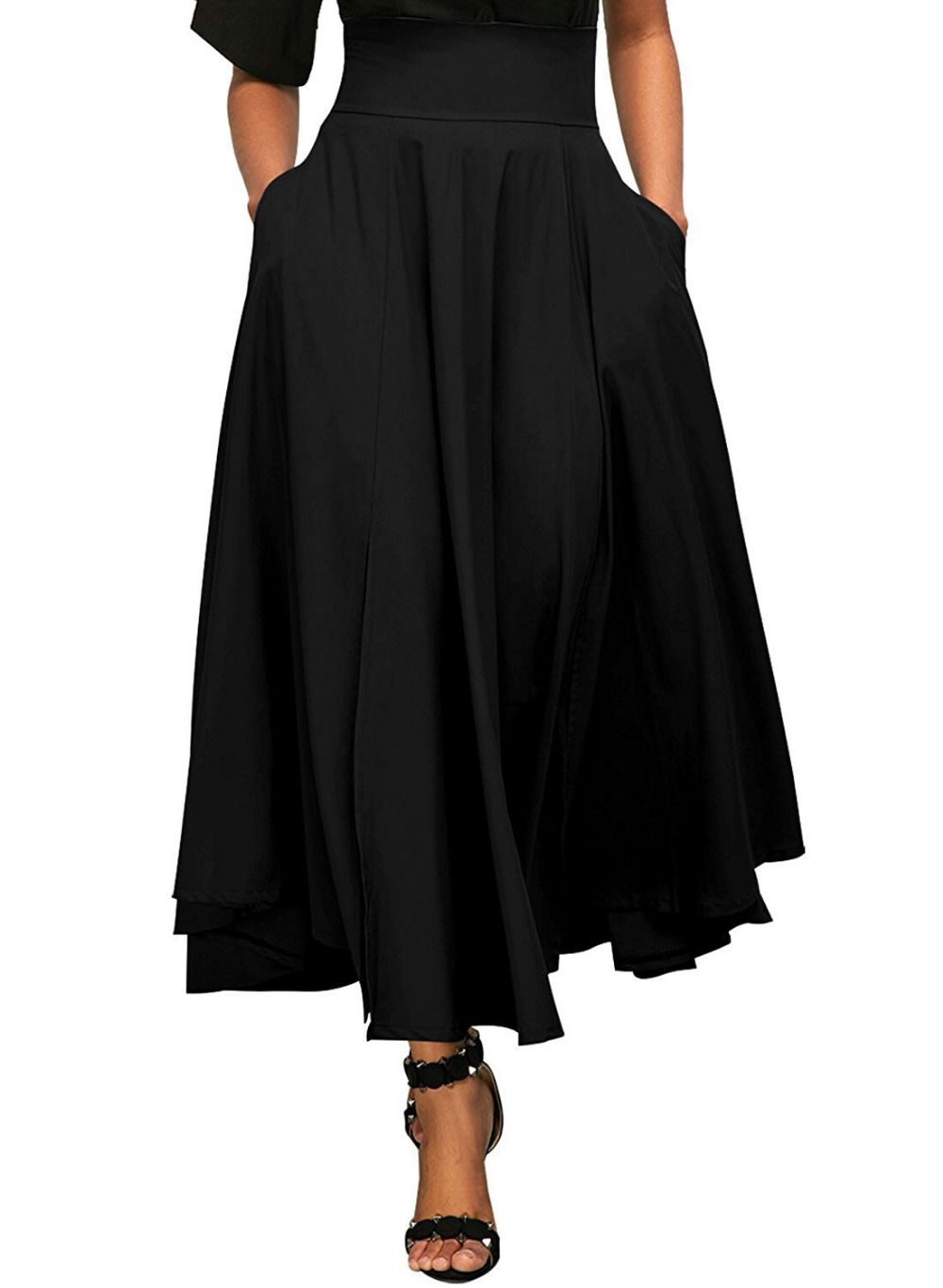 Otoño Tóxico Brisa 2018 Primavera Falda de moda con bolsillo Algodón de alta calidad Sólido  hasta el tobillo Falda