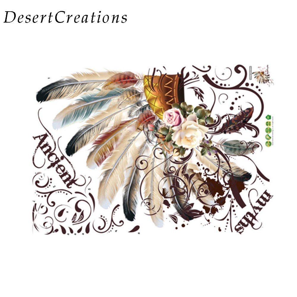 Compre Arte Ninos Sombrero De La Pluma Etiqueta De La Pared Decal