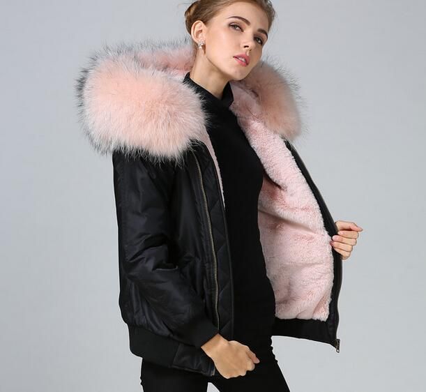 black fur lined bomber jacket