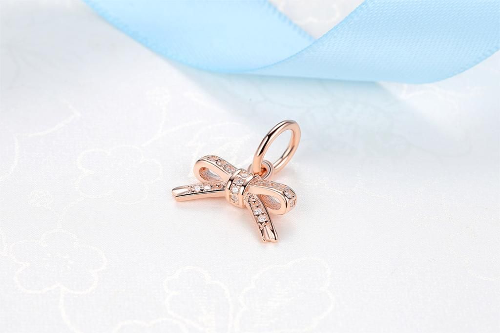 2019 Rose Gold Bow Pendant Charms Fits Pandora Style Bracelets 5 Pcs Lot Rose Gold Bow Pendant Charms Fits Pandora Style Bracelets 380357cz H9