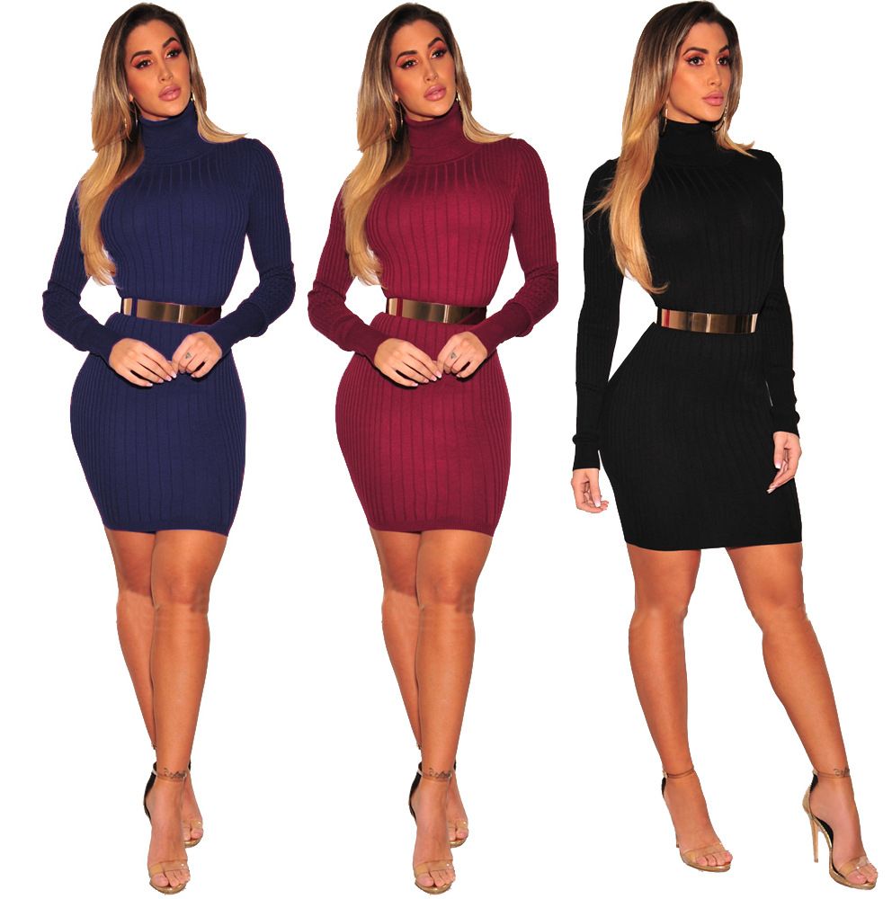 black long sleeve turtleneck sweater dress