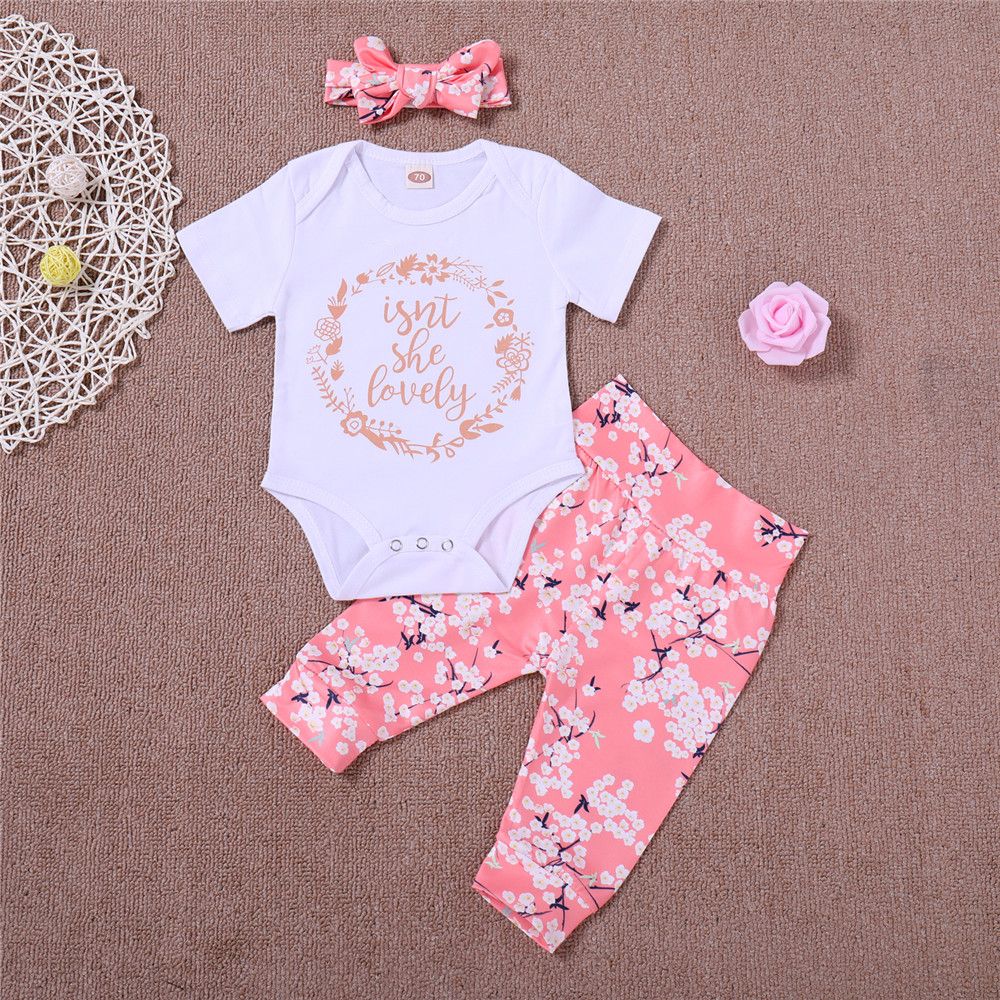 2020 Mikrdoo 2018 Summer Baby Clothes White Short Sleeve Letter Printed ...