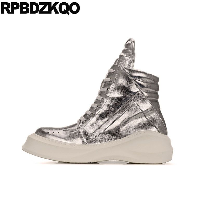 silver high heel sneakers