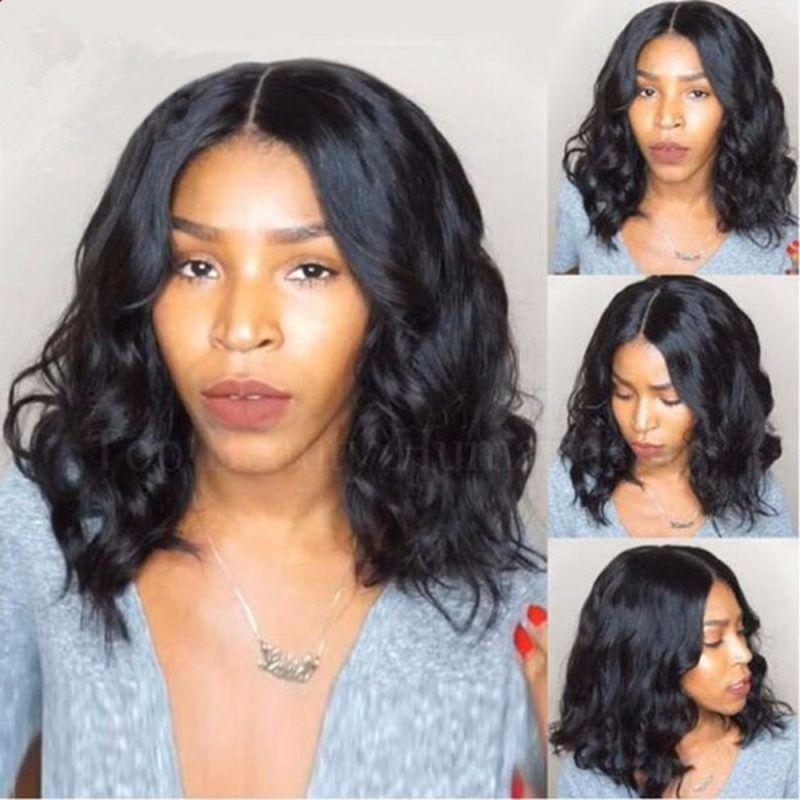 Middle Part Short Curly Full Lace Human Hair Wigs For Black Women