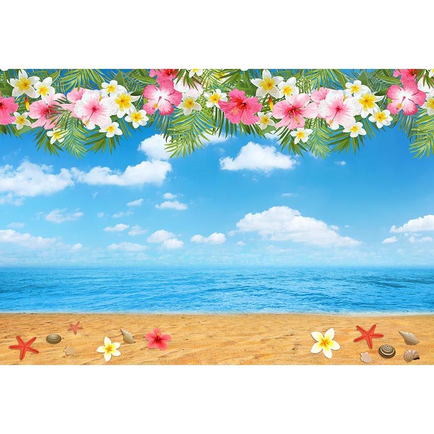 Mehofoto Tropicale Compleanno Sfondo 7x5ft Vinile Estate Spiaggia Mare Palma Hawaiano Compleanno Party Foto Fondali Spiaggia Scena Aloha Fotografia Sfondo 