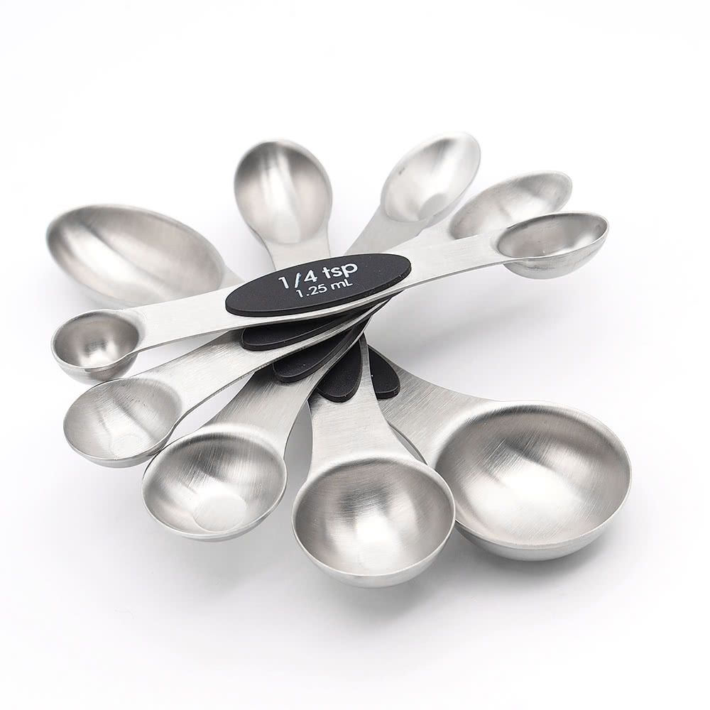 impilabili per cucina e cottura Argento Set di 8 misurini e cucchiai in acciaio inox 