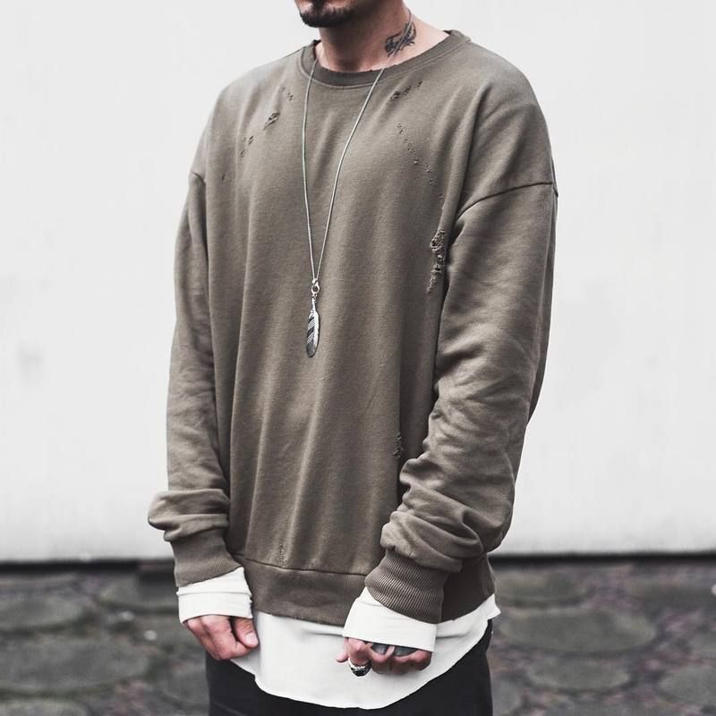 Men Autumn Winter Oversized Crewneck 