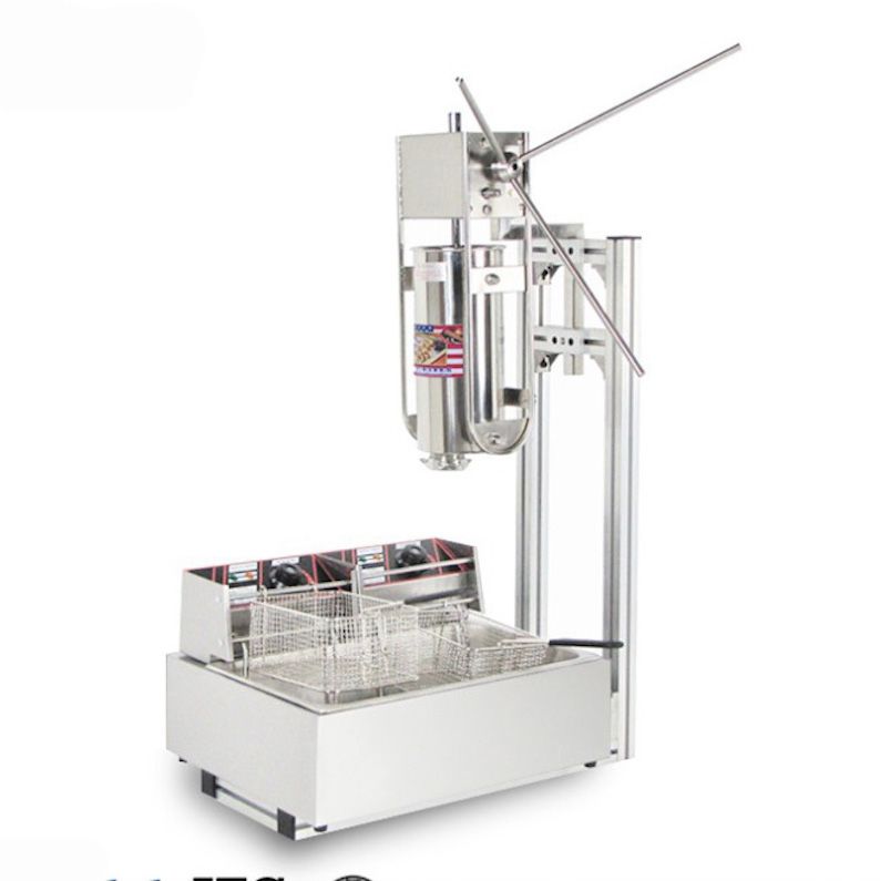 Filler 3-hole 4 Nozzles 5L Manual Spanish Donut Churros Maker Machine w// Fryer