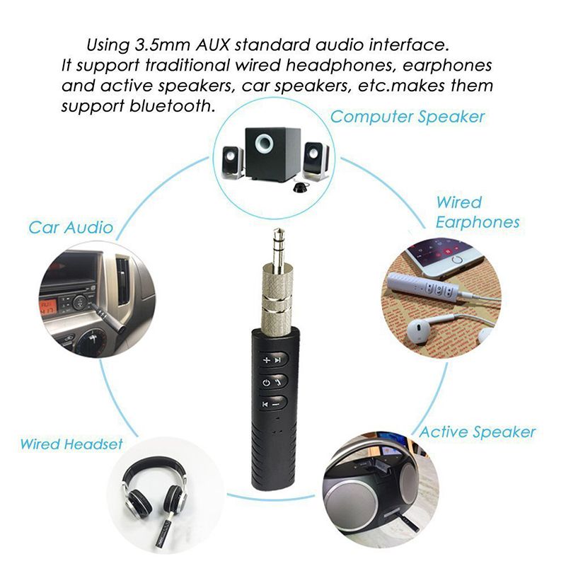 2021 Universal 3.5mm Jack Bluetooth Car Kit Hands Free Music Audio