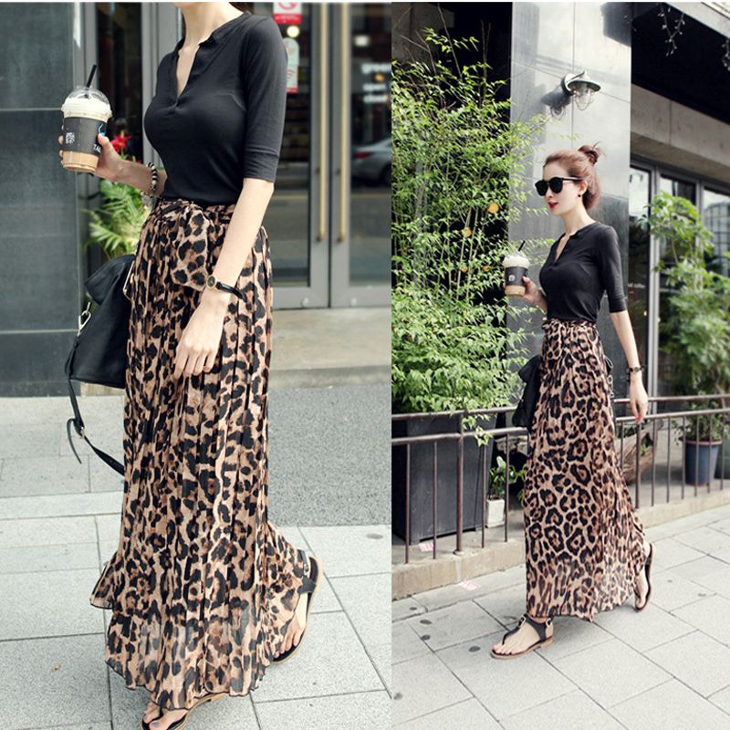 long leopard print skirt