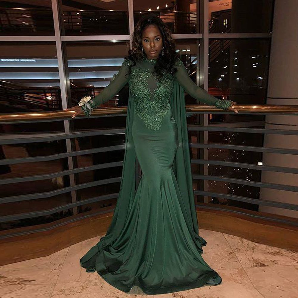 Dark Green Mermaid Evening Dresses High 